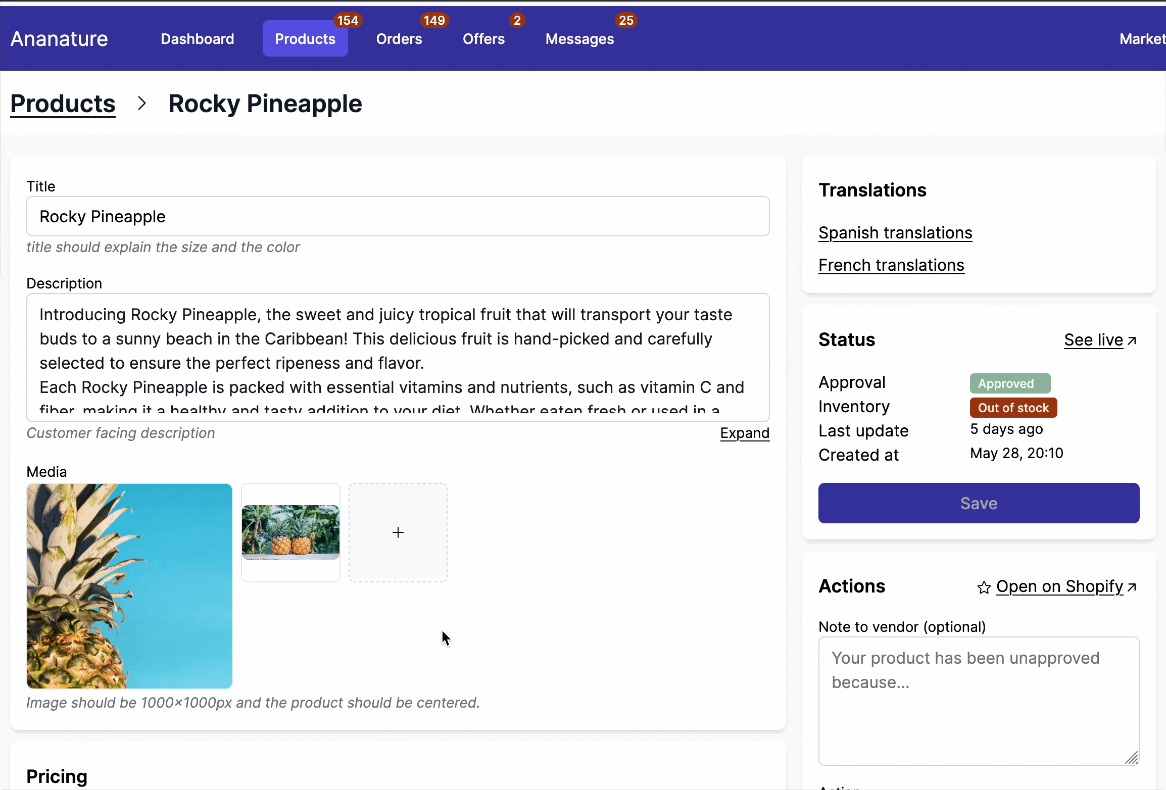 Sticky header product