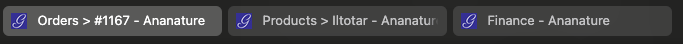 Screenshot tabs on Garnet Marketplace