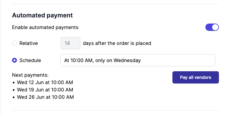 automated payment config