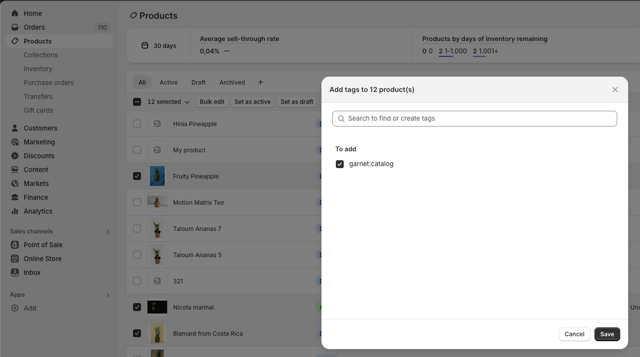 Add tag to products