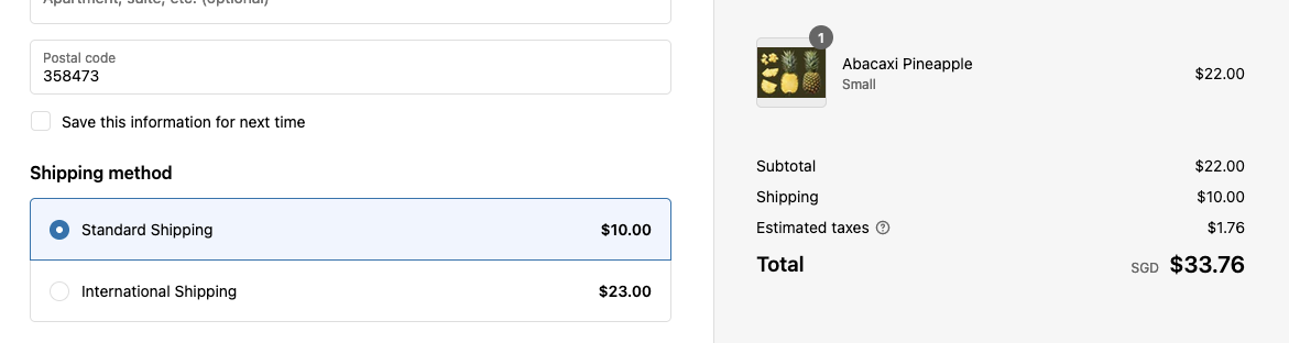 Shipping cart example