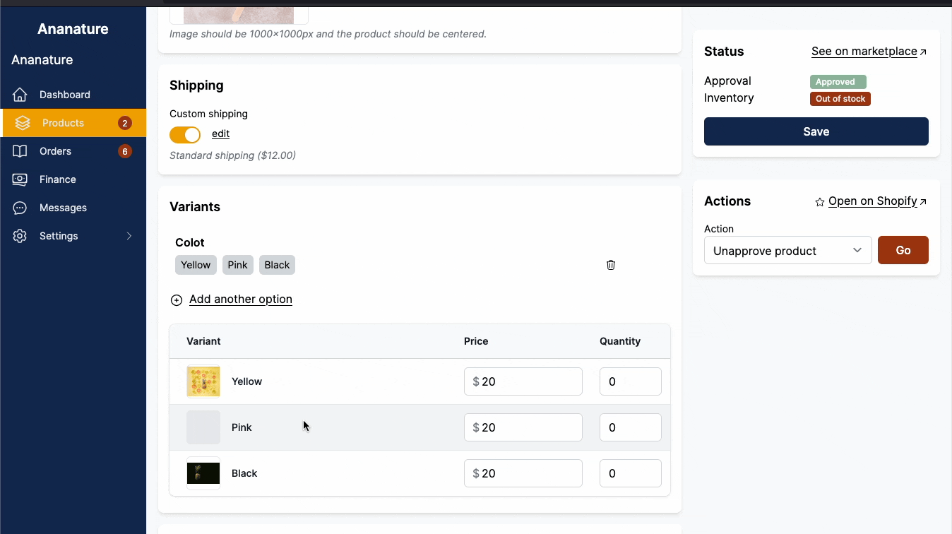 Add image to variants