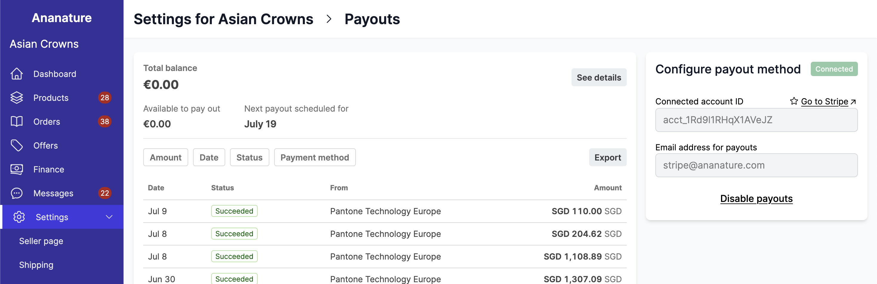 Payout disconnect