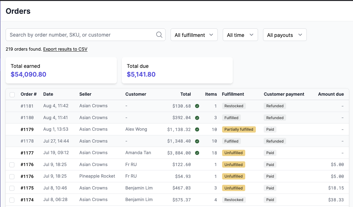 order view list