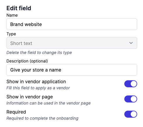 Registration edit view