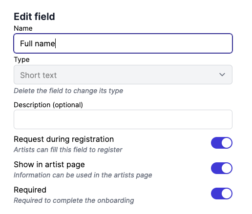 Registration edit view