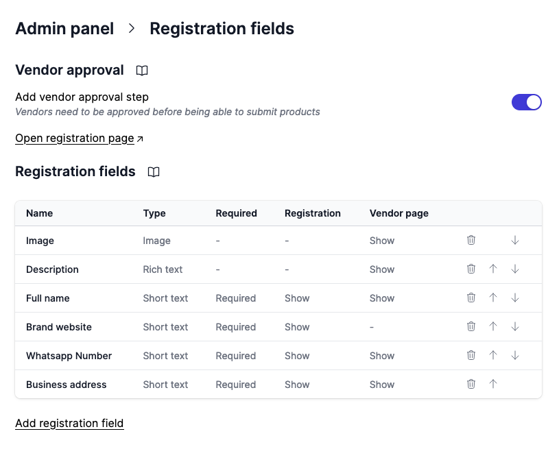 registration setting