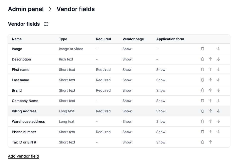 registration setting view