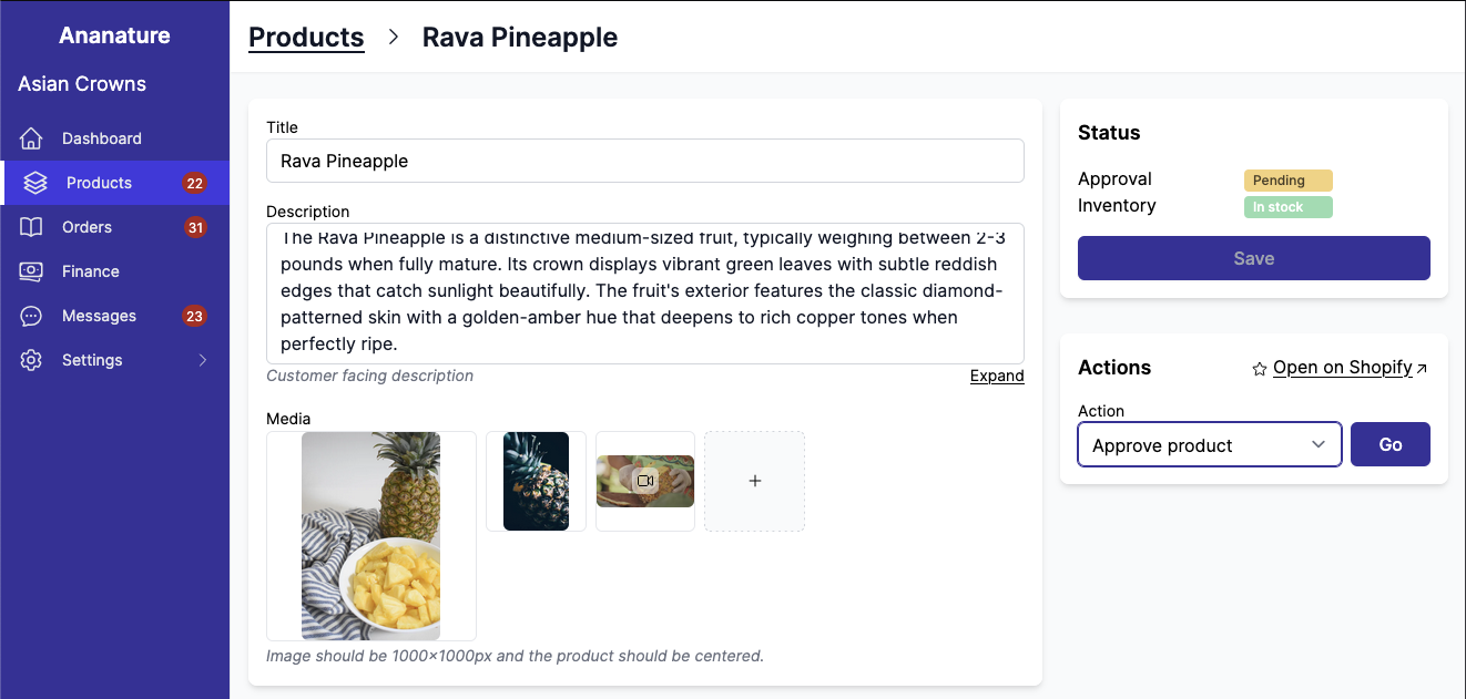 Unapprove product