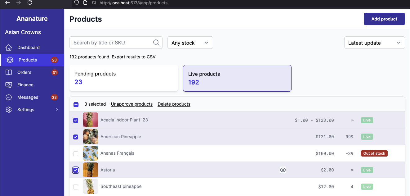 Review bulk actions