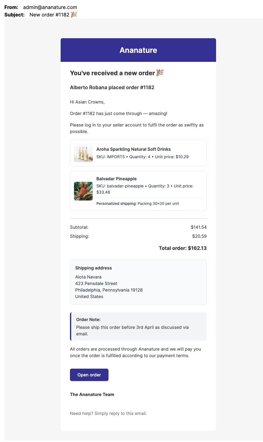 Order placed