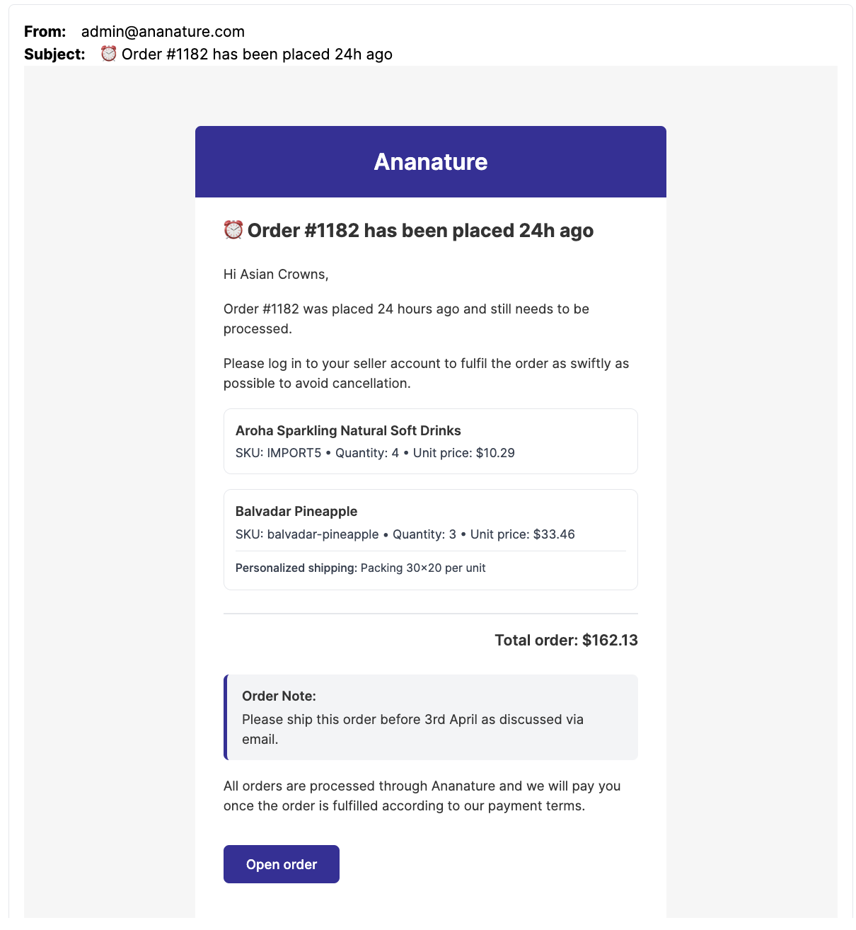 Order reminder