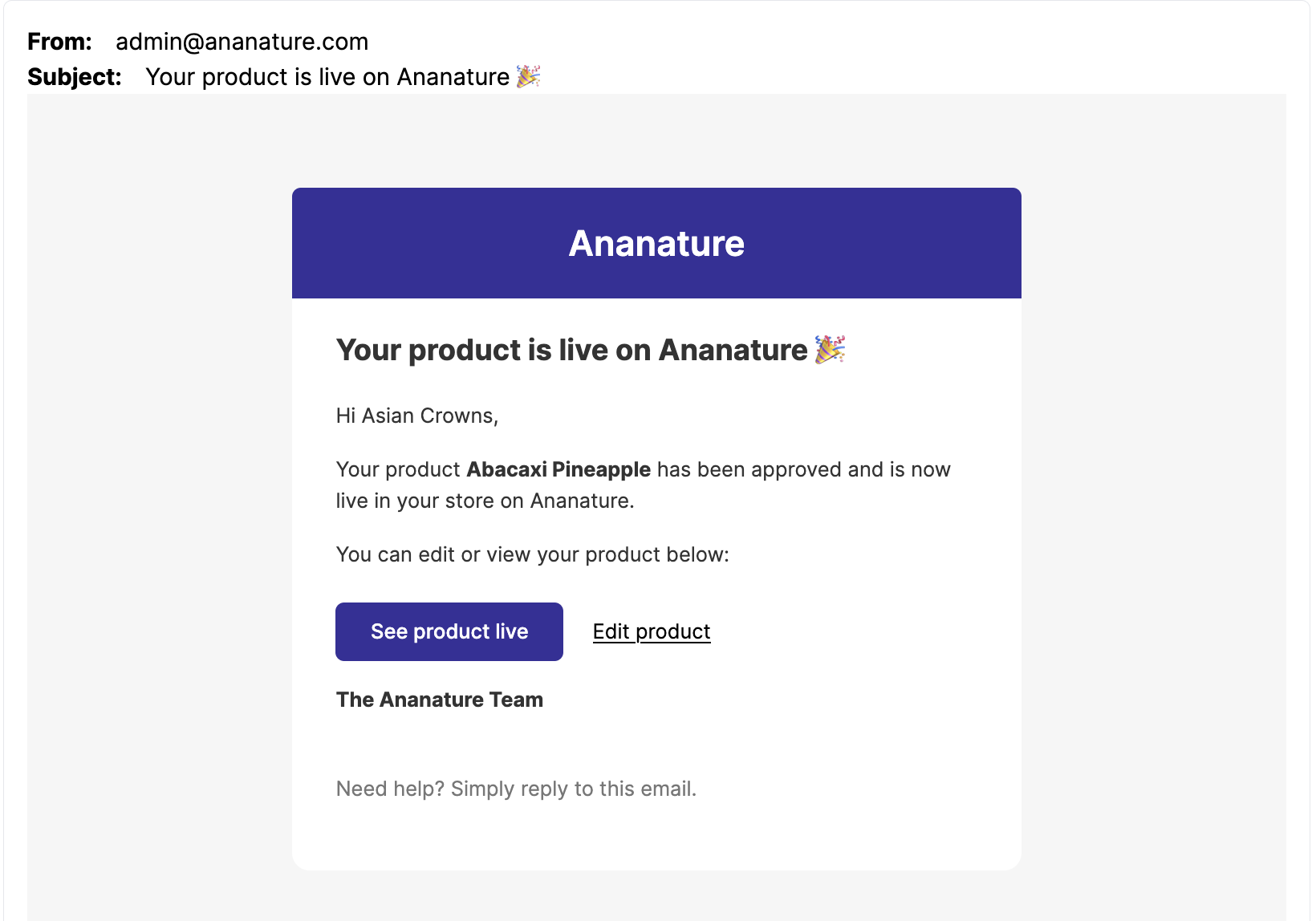 Product approved