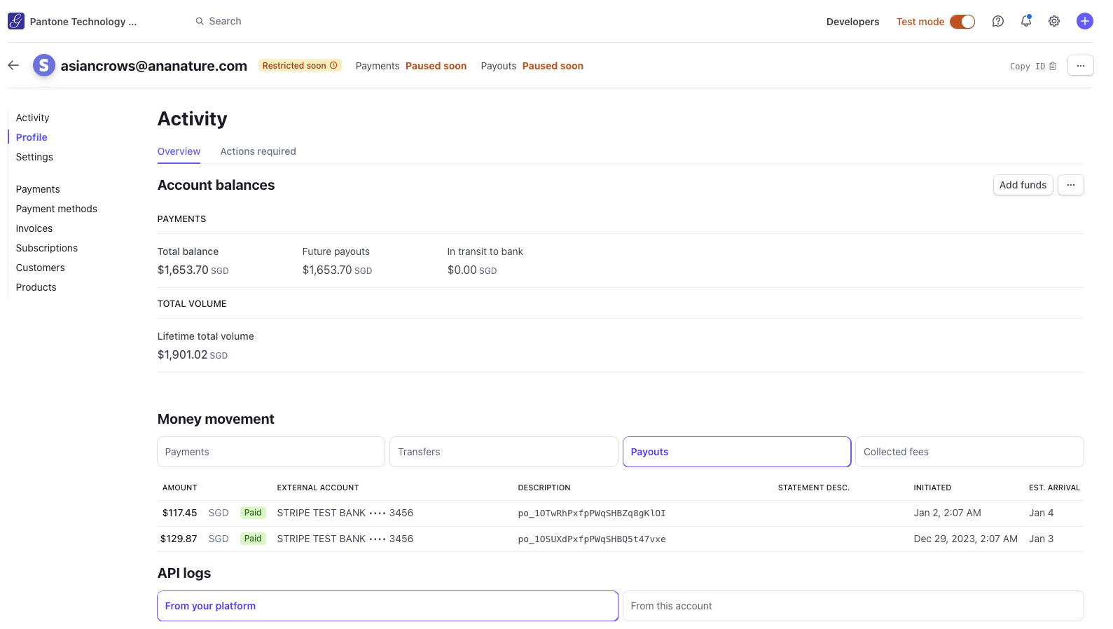 stripe payment details