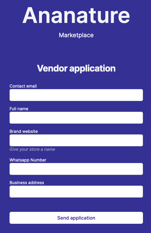 Application form on Garnet's default theme